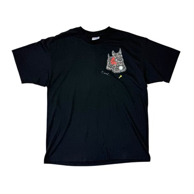 Vintage 90s Hanes Scottish Terrier Dog T-Shirt Size XL Black Single Stitch