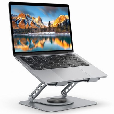Hmeuest verstellbarer Laptopständer mit 360° drehbarer Basis, ergonomisches Aluminium La 