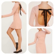 Reformation S blush Avant long sleeve mini dress $118 retail