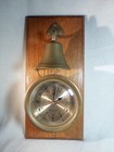 Large Vintage Brass Ship’s bell Clock with oak base Wall hanging — photo 2