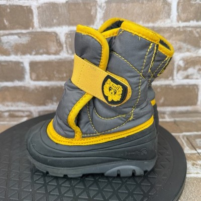Kamik Snowbug Gray Yellow Winter Fur Lined Snow Boots Toddler Boys Size 7