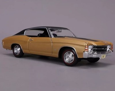 Maisto 1/18 1971 Chevrolet Chevelle SS454 Sports Coupe Gold Schwarz Neu