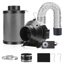 Air Filtration Kit 4 190 CFM Inline Duct Fan Carbon Filter