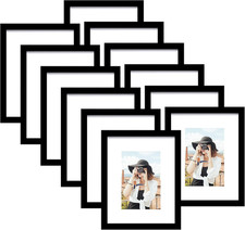 12-PK Picture Frames - 11x14 Display without Mat 8x10 with Mat for Tabletop Wall