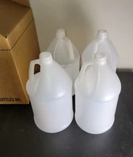 NEW Case of (4) 1 Gallon Jugs with White Caps 128oz HDPE Empty Plastic Bottles