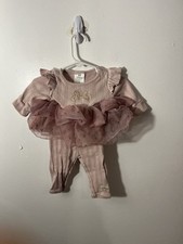 Disney Baby Minnie Mouse 2-Piece Set Pink Tutu Longsleeve Shirt Girls Size 0-3M