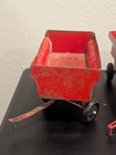 (2)Vintage ERTL Red Farm Tractor Wagon Grain Trailer Metal Toy Wagon Made in USA — photo 2