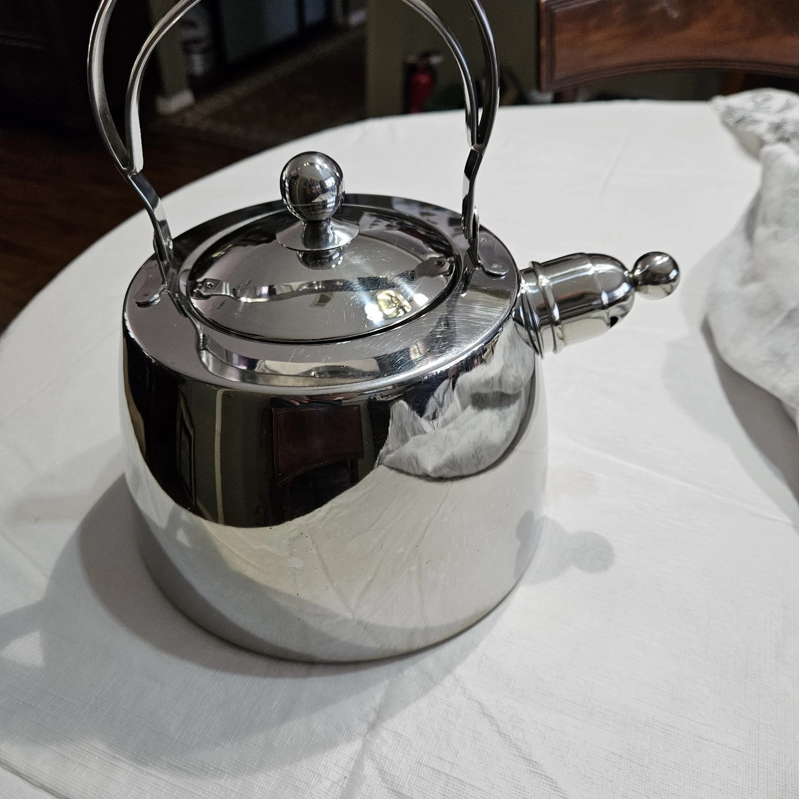 Palm Restaurant Tea Kettle 18/10 Stainless Steel Whistling Tea Pot NICE!!