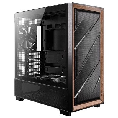 Antec Flux Mid Tower PC-Gehäuse - Hartglas Schwarz/Holz 5 Pwm Lüfter USB-C E-ATX/