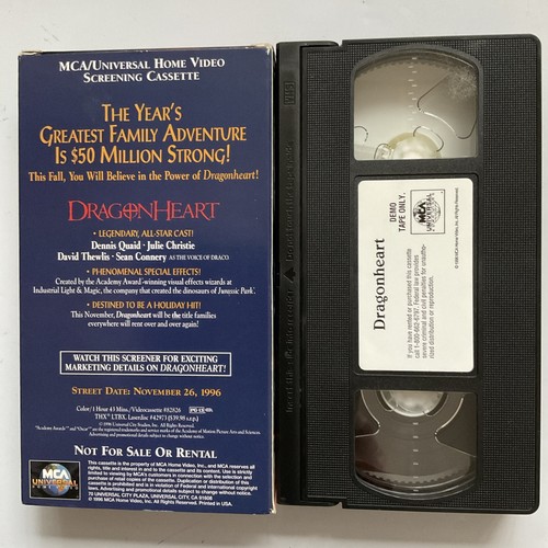 Dragon-heart (VHS, 1997) Dennis Quaid Sean Connery David Thewlis Promo Screener - Picture 2 of 5
