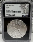 2022 $1 AMERICAN SILVER EAGLE NGC MS70 Vermont Label