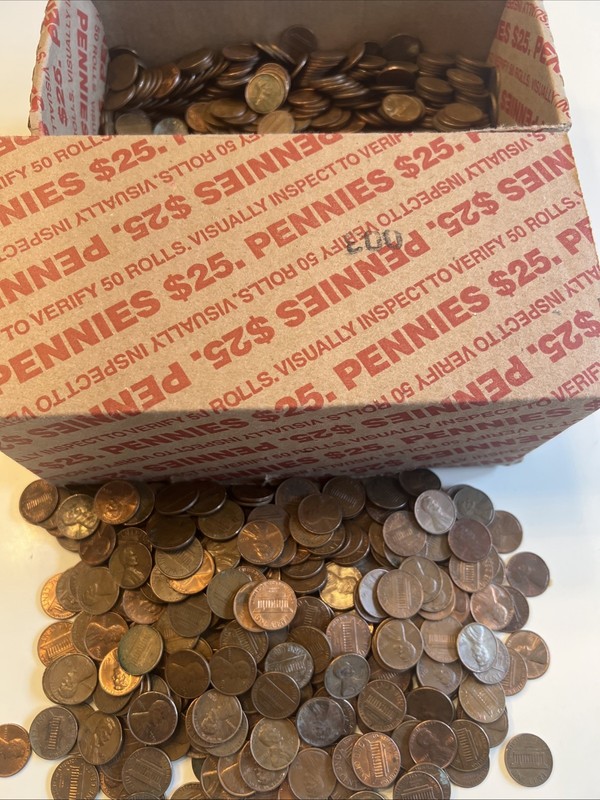 ( 5 ) ROLLS OF 95 % COPPER CENTS / 1959-1982 /250 BULK / CAN’T GET ANY MORE/ WOW