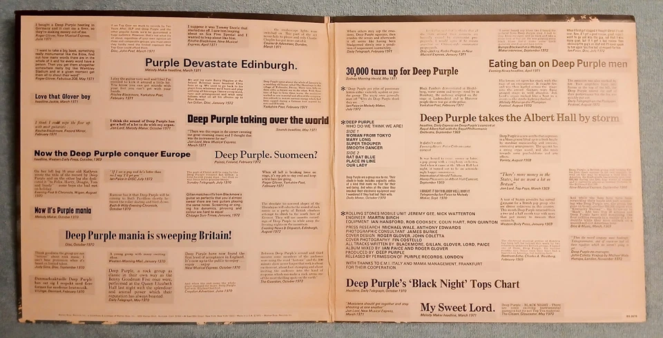 1973 Deep Purple - Who Do We Think We Are - Warner BS 2678 w/Lyrics 12" LP NM- - Image 3 of 4
