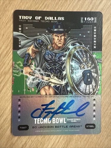 Bo Jackson Battle Arena Tecmo Bowl Ink Steel Troy Of Dallas (Aikman) Auto
