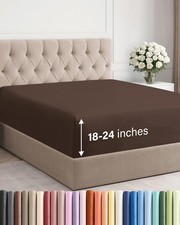 Extra Deep Full Fitted Sheet - Hotel Luxury Single Fitted Sheet Only - Easily...