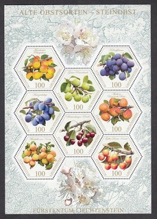 LIECHTENSTEIN n. Michel 1866/1873 (2017) Antichi tipi di frutta frutta a pietra KB nuovo di zecca/