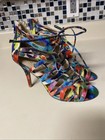 Nine West Ambrose Colorful Lace Up Open Toe Sandal Bootie Size 5.5 Snake