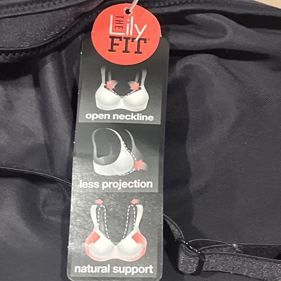 NUEVO CON ETIQUETAS 42D Lilyette Bali LY0904 Lily Fit Onyx Negro NUEVO $42 Foto 4 de 4