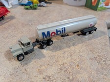 Rare ERTL Die Cast Mack Truck With A Mobil Tanker Trailor Early 1980  s No grill