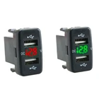 2 Pcs Car  Socket Dual Usb Port Charging Volt Display Adapter Fit for  Red7288