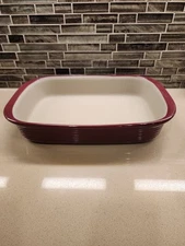 Pamper Chef Stone Rectangular Baker Cranberry Color
