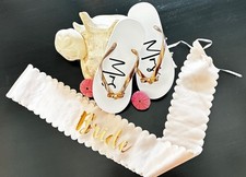 Wedding Sandals with Bride Sash Bridal Shoes