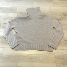 Other Stories Women XS Sweater Beige Wool Cashmere Mock Neck Knit Foldover Beige