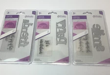 Lot of 3 Crafters Companion Gemini Stamp & Die Sets Smile Party Friends 0.8mm