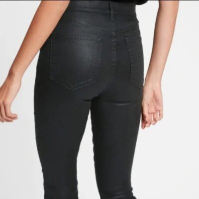 GAP Black Coated High Rise True Skinny Jeans with Washwell - Size 