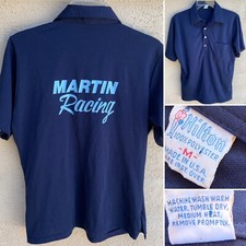 Vintage MARTIN Racing Shirt Polo 1970s 70s Hilton Bowling Style Made In USA M