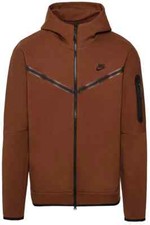 Nike Tech Fleece Hoodie Full Zip Hooded Brown Black Logo Top CU4489 Men Size