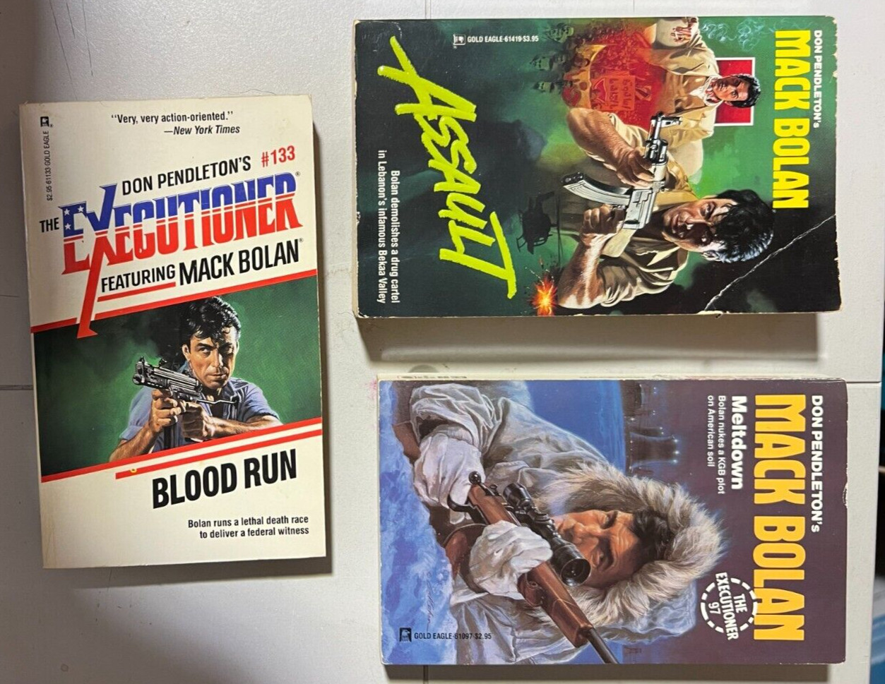 Lot of 3 Don Pendleton's Mark Bolan Executioner Assault Meltdown Blood Run