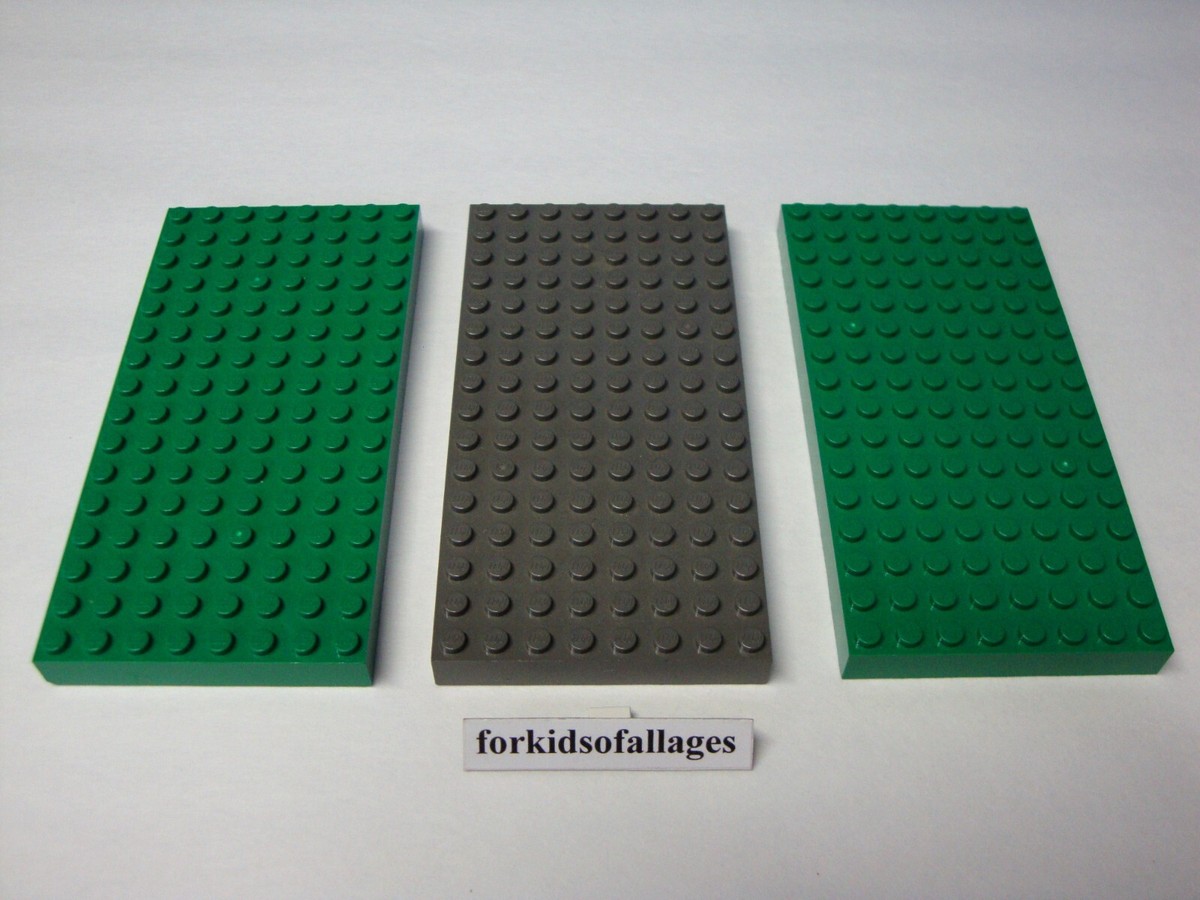 Lego 8X16 Dot/Stud BRICK BASE PLATES Green, Dark Gray