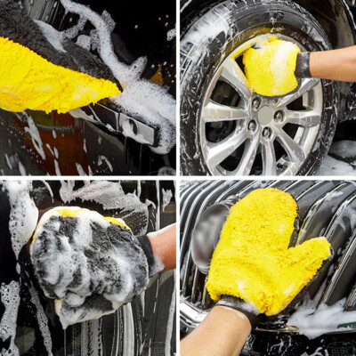 2PCS Chenille Microfiber Car Washing Gloves Cleaning Mitt Gloves