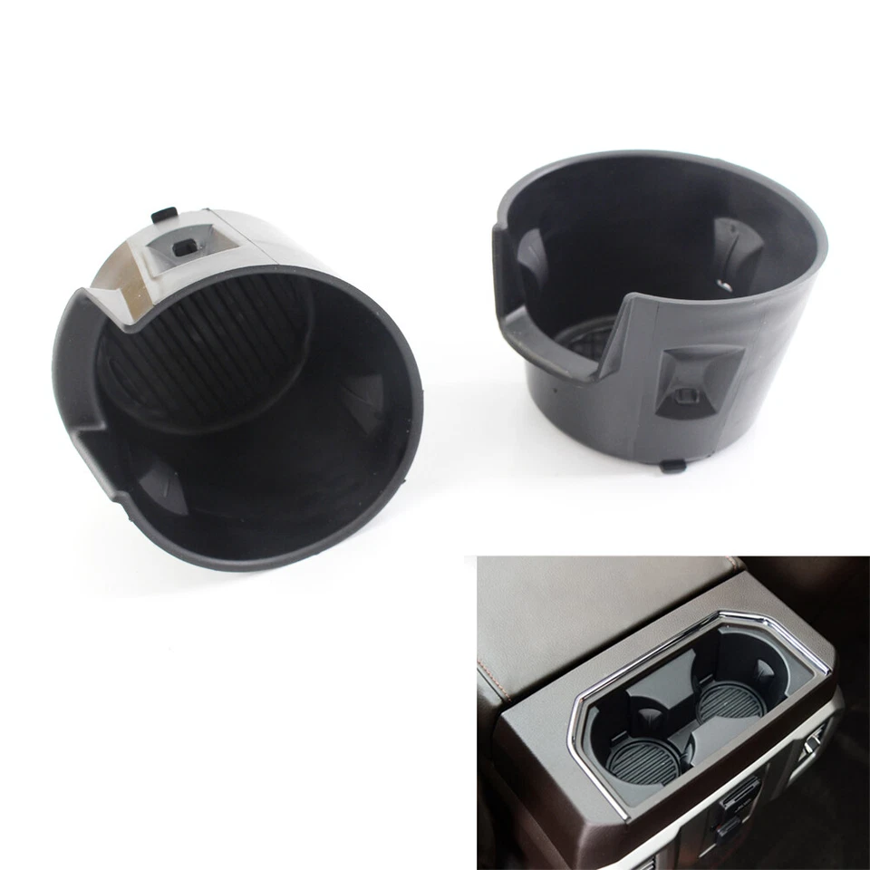 Split Bench Center Seat Rear Cup Holder Insert Liners FL3Z-1813562-AA/AM Black - Image 3 of 4