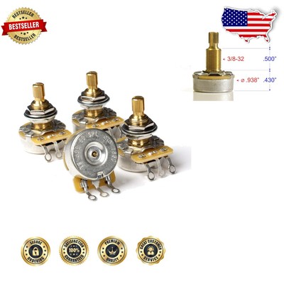 Guitar Component Essentials: CTS 500k Audio Pots, 4-Pack with Hardware Included