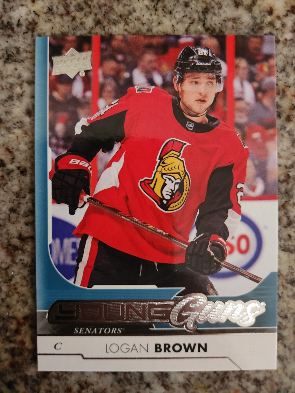 2017-18 Upper Deck UD Young Guns YG Logan Brown Rookie Card RC #217 Senators