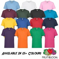 1x Fruit Of The Loom T Shirts 100% Cotton Plain Mens Boys Short Sleeve Tee Shirt