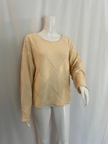 MARGARET O'LEARY NWT Cream 100% Organic Cotton Scoop Neck Sweater Sz L - Picture 6 of 9