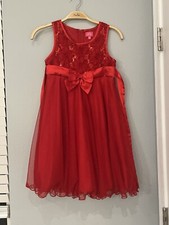 Pinky Girls Size 10 Red Sequin Red Bow Holiday Special Occasion Dress