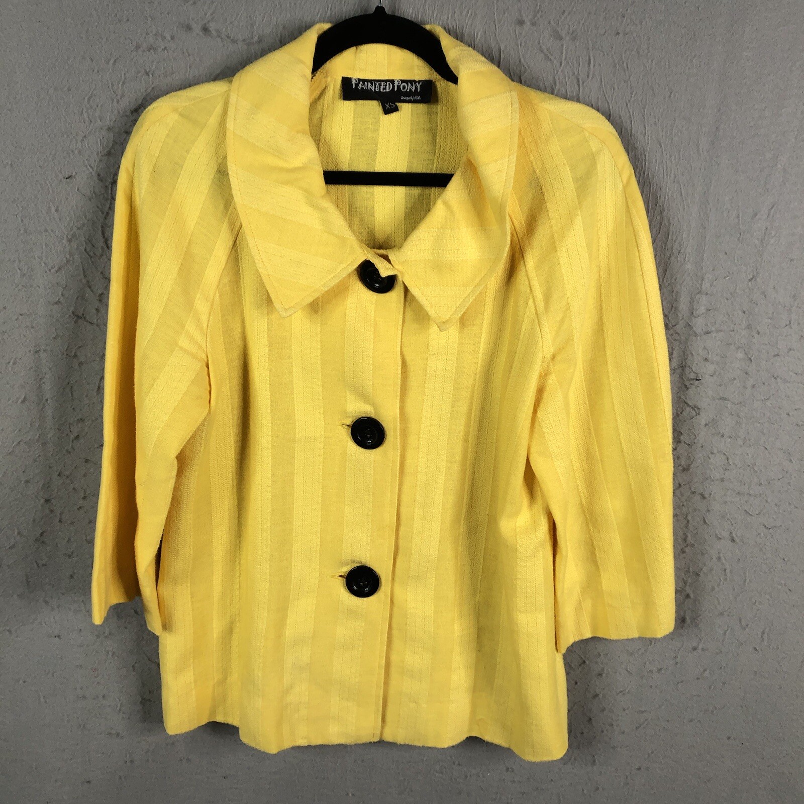 Giacca Pony Vintage Dipinta Donna Extra Small Giallo Luminoso Pasqua Ufficio Neon