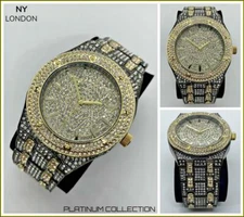 Men’s CLASSY ELEGANT HIP HOP RAPPER Gunmetal Gold LUXURY Designer Fashion WATCH