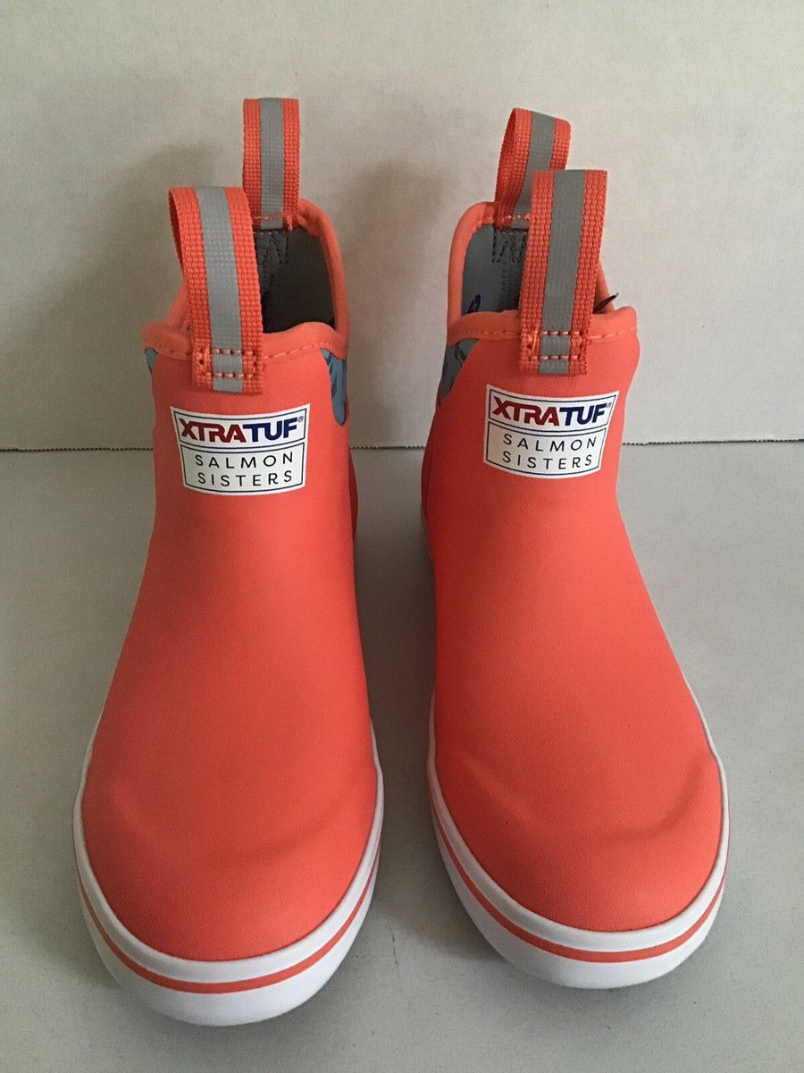 XTRATUF Waterproof Ankle Deck Boots Salmon Sisters Womens Size Coral NWOB