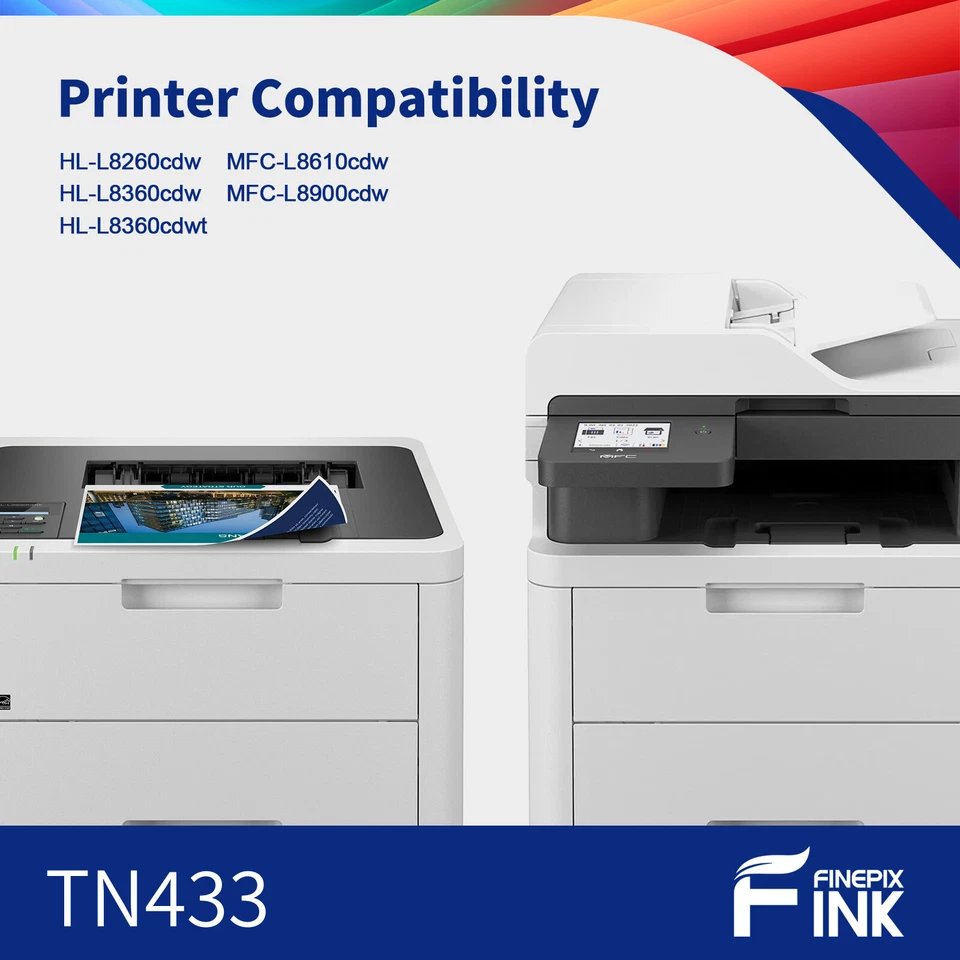 5 PACK- TN-433BK TN433C TN433M TN433Y HIGH YIELD TONER COMPATIBLE WITH BROTHER - Image 3 of 4