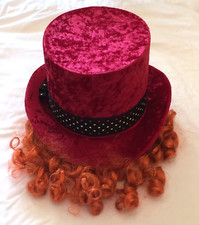 BNWT Disney Parks Alice in Wonderland Mad Hatter Hat with Wig Costume Kids Youth