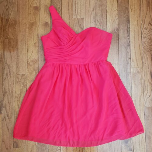 ALFRED ANGELO SHORT ONE-SHOULDER CHIFFON FORMAL DRESS sz 16 POMEGRANATE preown