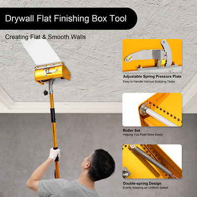 #ad 10quot; Drywall Taping Tools Flat Finishing Box Set w Extendable Handle $122.29