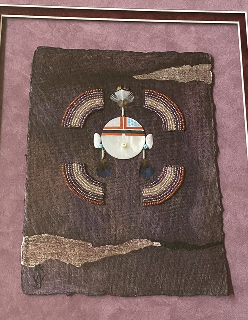 Mixed Media Original Signed Art By Laura Woolschlager Native American Zuni Theme Mixed Media Original Signed Art By Laura Woolschlager Native American Zuni Theme