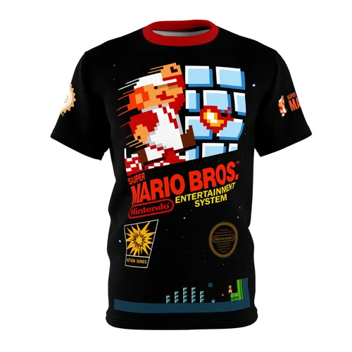 Super Mario Bros. 1985 NES Retro Vintage Nintendo Video Game Cover T-Shirt - Picture 1 of 6
