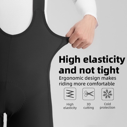 ROCKBROS Windproof Men's Fleece Thermal Cycling Bib Pants Shockproof Bib Tights - Picture 16 of 22